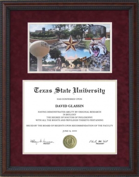 Texas State University Diploma Frame with Campus Montage