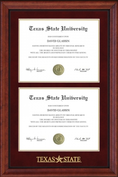 Texas State University Double Diploma Frame