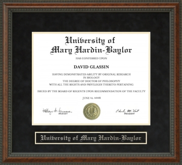 University of Mary Hardin-Baylor (UMHB) Diploma Frame