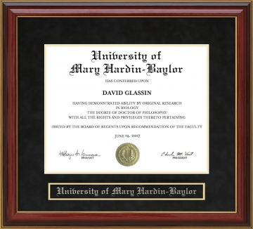 University of Mary Hardin-Baylor (UMHB) Mahogany Diploma Frame