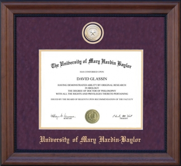 University of Mary Hardin-Baylor (UMHB) Diploma Frame with School Medallion