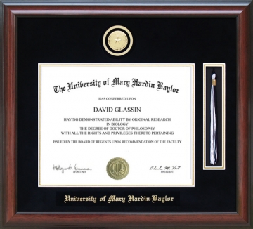 University of Mary Hardin-Baylor (UMHB) Tassel Diploma Frame with School Medallion