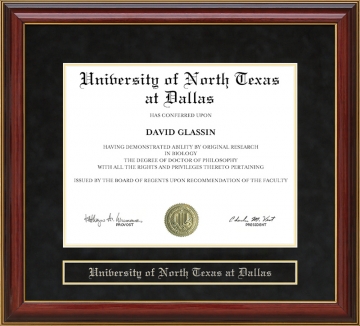 University of North Texas at Dallas Mahogany Diploma Frame