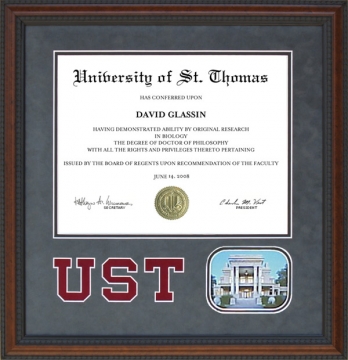 University of St. Thomas (UST) Diploma Frame with Link-Lee Mansion Photo