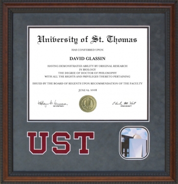 University of St. Thomas (UST) Diploma Frame with University Chapel Photo