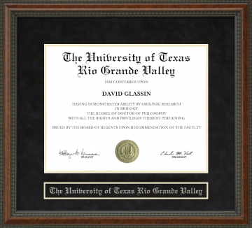 University of Texas Rio Grande Valley Diploma Frame