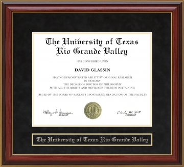 University of Texas Rio Grande Valley Mahogany Diploma Frame