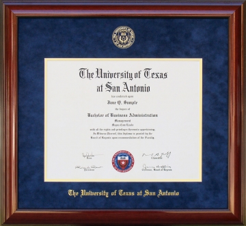 UT San Antonio (UTSA) Diploma Frame with Embossed Suede Mat