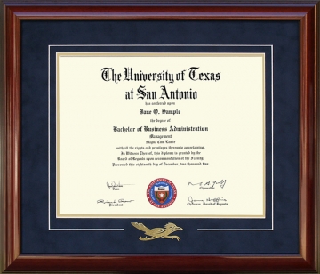 UT San Antonio (UTSA) Diploma Frame with Embossed Rowdy