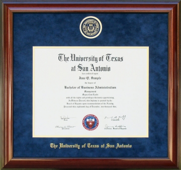 UT San Antonio (UTSA) Frame with Suede Mat and Embossed School Seal