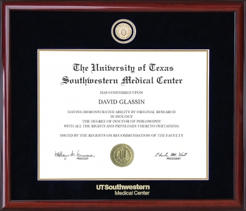 UT Southwestern Medical Center (UTSW) Diploma Frame with School Medallion