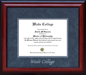 Wade College Embossed Diploma Frame