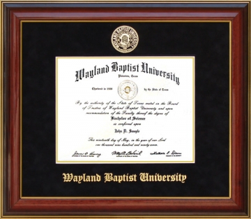 Wayland Baptist University (WBU) Diploma Frame with Embossed School Seal