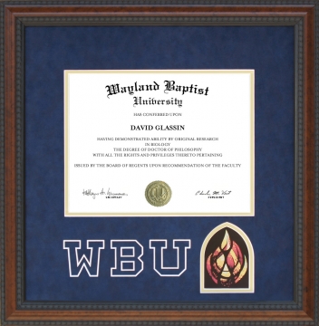 Wayland Baptist University (WBU) Logo Diploma Frame with UltraSuede Matting