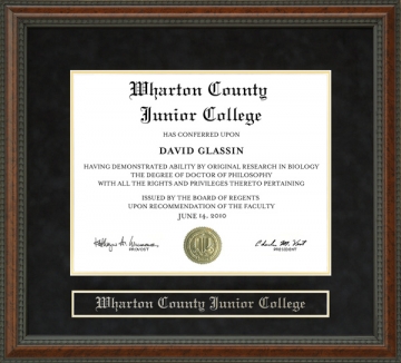 Wharton County Junior College (WCJC) Diploma Frame