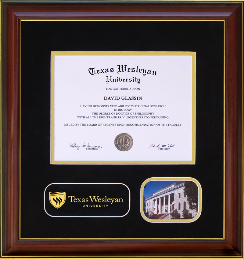 Texas Wesleyan University Diploma Frame With Campus Photo By Wordyisms