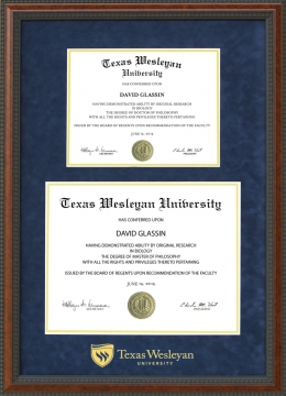 Texas Wesleyan University Double Diploma Frame