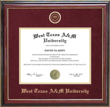 West Texas A&M University (WTAMU) School Seal Diploma Frame