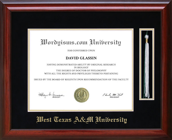 West Texas A&M University (WTAMU) Tassel Diploma Frame by Wordyisms