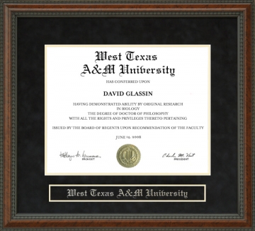 West Texas A&M University (WTAMU) Diploma Frame