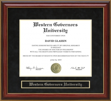 Western Governors University (WGU) Mahogany Diploma Frame