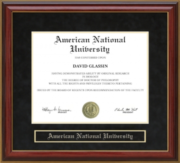 American National University Mahogany Diploma Frame