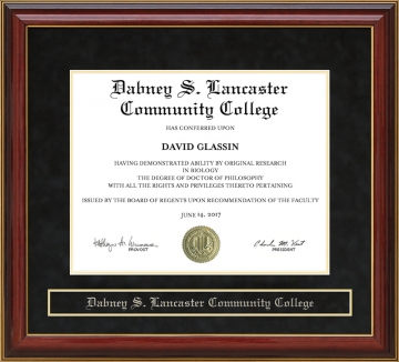 Dabney S. Lancaster Community College (DSLCC) Mahogany Diploma Frame