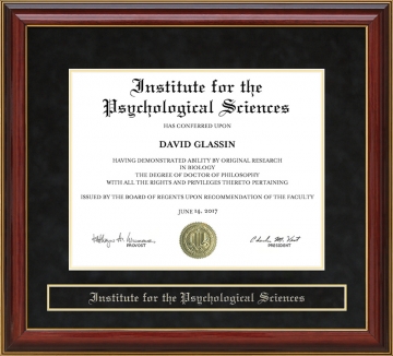 Institute for the Psychological Sciences (IPS) Mahogany Diploma Frame