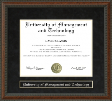 University of Management and Technology Diploma Frame