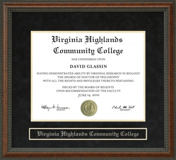 Virginia Highlands Community College (VHCC) Diploma Frame