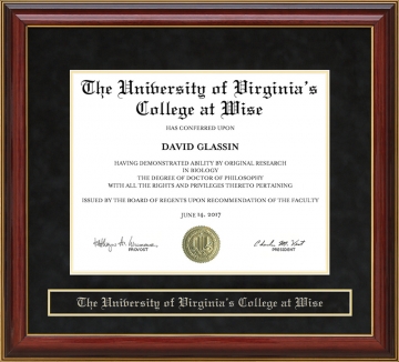 The University of Virginia's College at Wise (UVa-Wise) Mahogany Diploma Frame