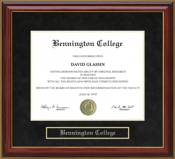Bennington College Mahogany Diploma Frame
