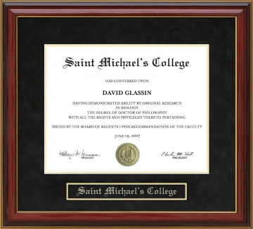 Saint Michael's College Mahogany Diploma Frame