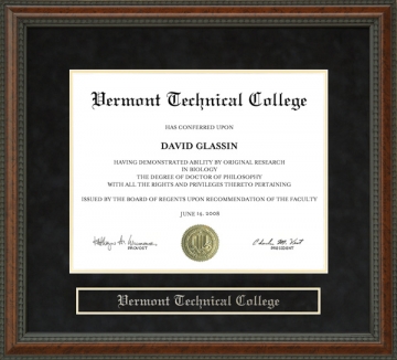 Vermont Technical College (VTC) Diploma Frame