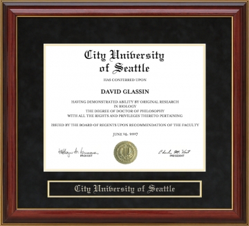 City University of Seattle (CityU) Mahogany Diploma Frame