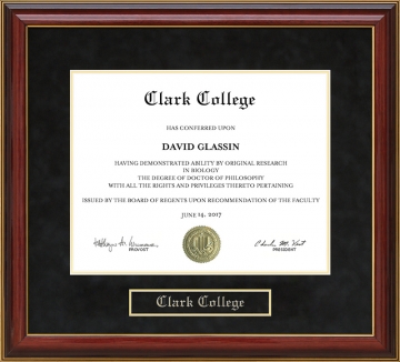 Clark College Mahogany Diploma Frame