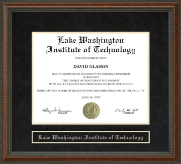 Lake Washington Institute of Technology (LWIT) Diploma Frame