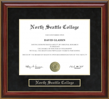 North Seattle College Mahogany Diploma Frame