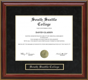 South Seattle College Mahogany Diploma Frame