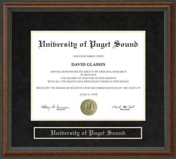 University of Puget Sound Diploma Frame