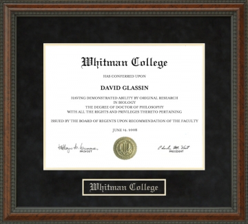 Whitman College Diploma Frame