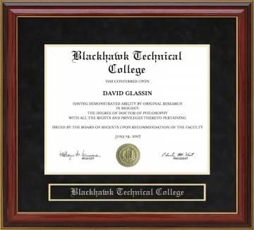 Blackhawk Technical College Mahogany Diploma Frame