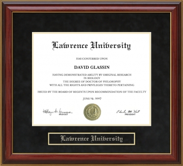 Lawrence University Mahogany Diploma Frame