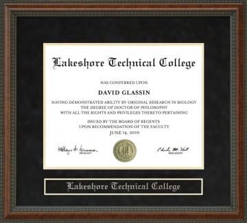 Lakeshore Technical College (LTC) Diploma Frame