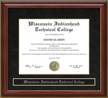 Wisconsin Indianhead Technical College (WITC) Mahogany Diploma Frame