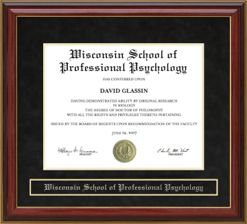 Wisconsin School of Professional Psychology (WSPP) Mahogany Diploma Frame