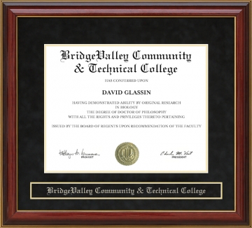 BridgeValley Community & Technical College Mahogany Diploma Frame