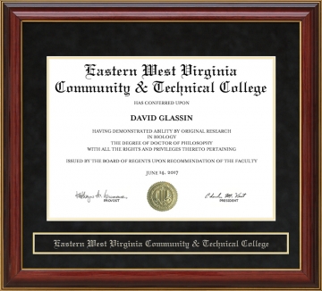 Eastern West Virginia Community & Technical College Mahogany Diploma Frame