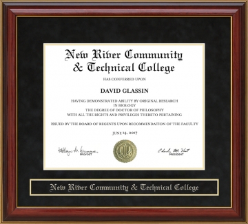 New River Community & Technical College Mahogany Diploma Frame