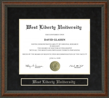 West Liberty University Diploma Frame